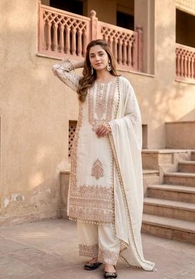White Embroidered Georgette Kurta Set