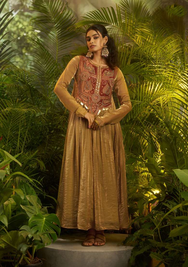 Olive Hand Work Fendi Gown - Indya
