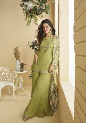 Pista Embroidered Chinon Kurta Set