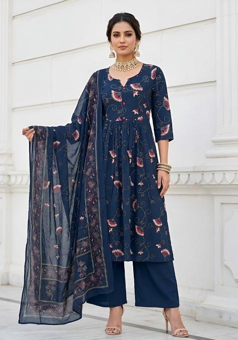 Blue Cotton Palazzo Set