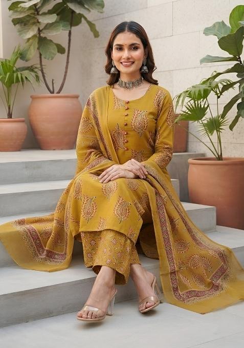 Yellow Cotton Palazzo Set