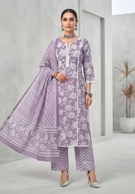 Lavender Cotton Kurta Set