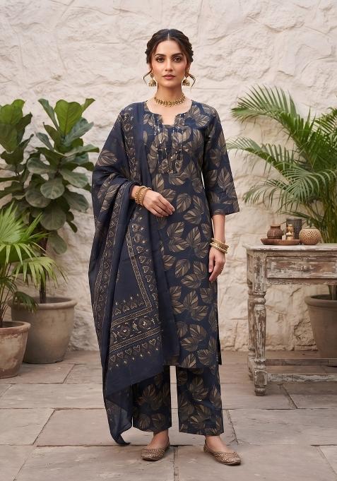 Blue Cotton Palazzo Set