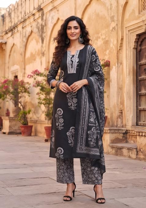 Black Cotton Palazzo Set