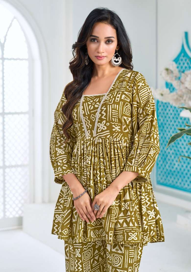 Yellow Printed Silk Co Ords Set - Indya