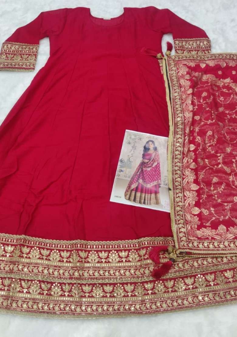 Rani Pink Embroidered Silk Sharara Set - Indya