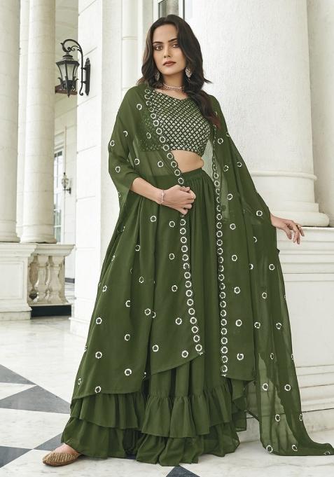 Mehendi Sequin Work Georgette Indo Western