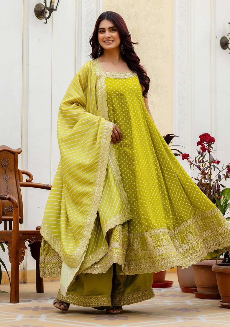 Perrot Embroidery Cotton Gown Set - Indya