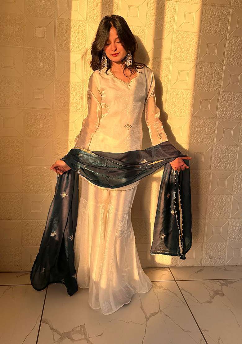 Rama Embroidery Silk Palazzo Set - Indya