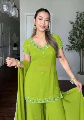 Perrot Embroidery Georgette Palazzo Set