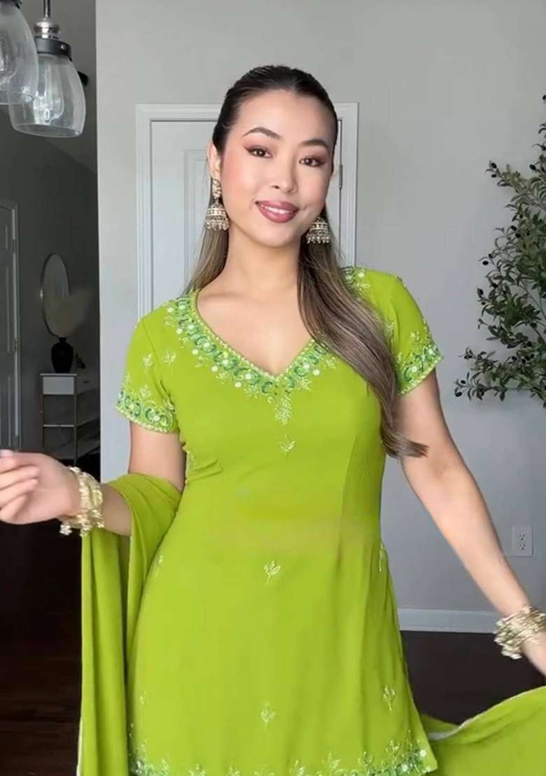 Perrot Embroidery Georgette Palazzo Set - Indya