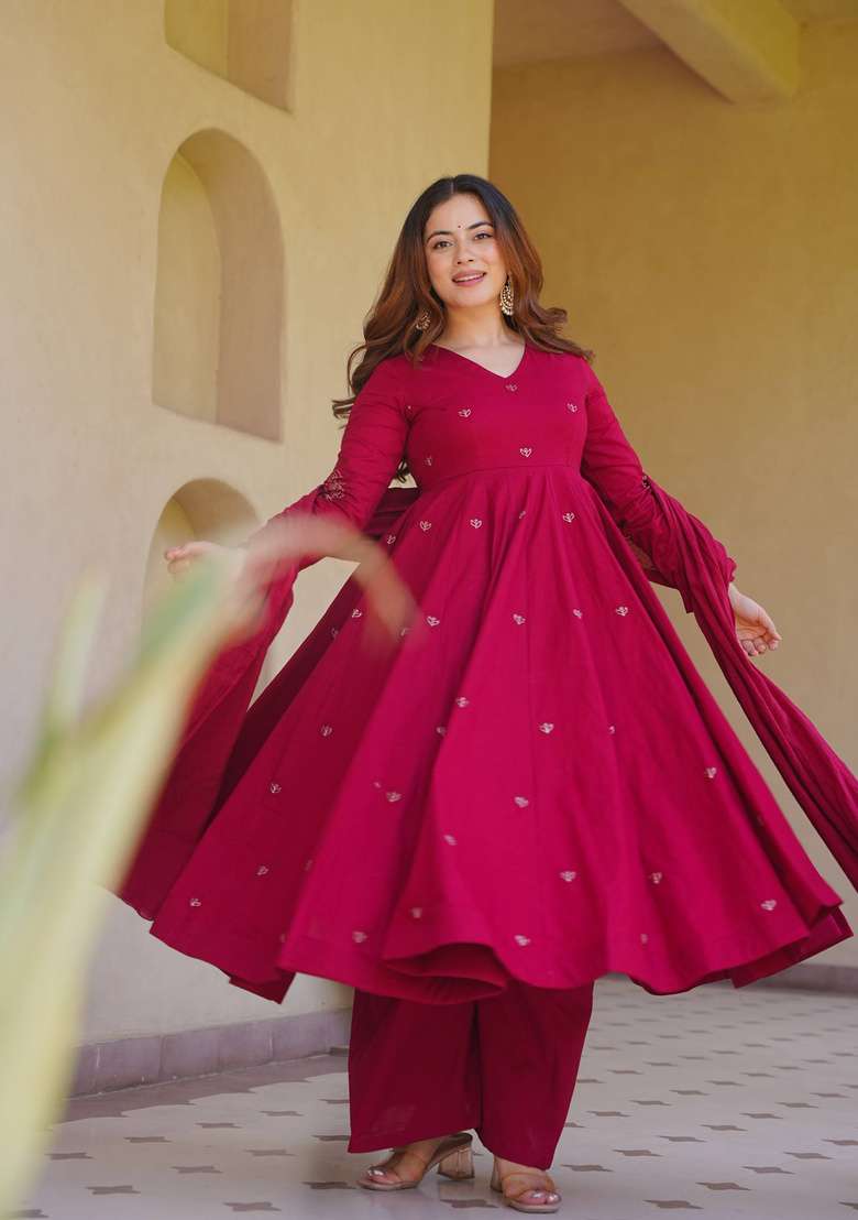 Pink Embroidery Silk Sharara Set - Indya