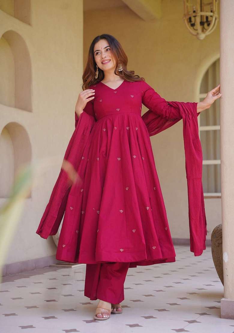 Pink Embroidery Silk Sharara Set - Indya