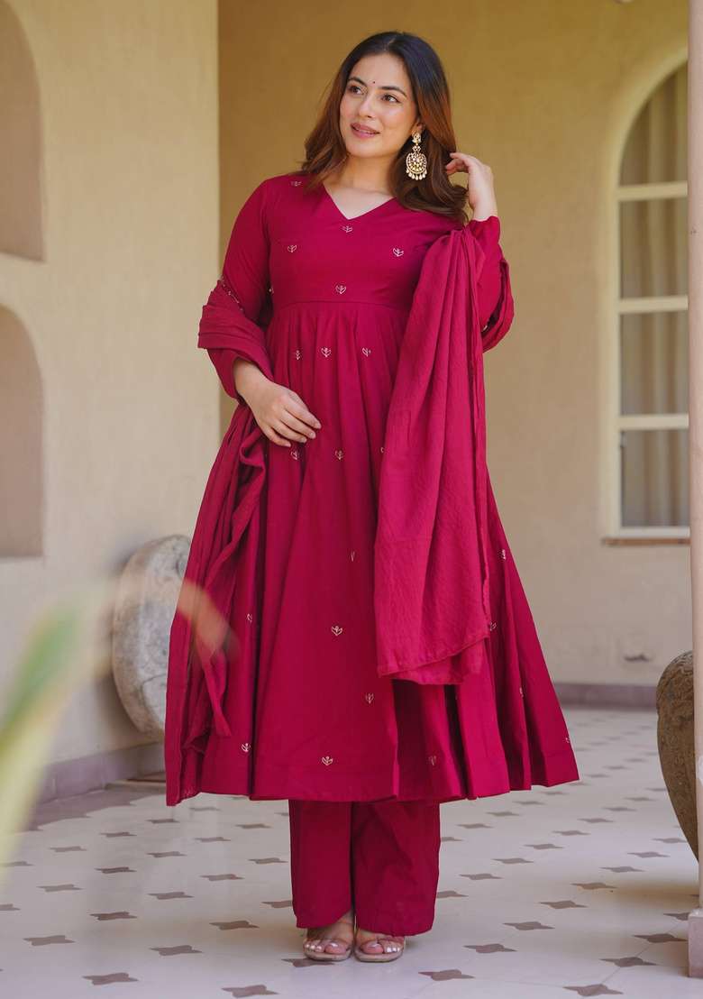 Pink Embroidery Silk Sharara Set - Indya