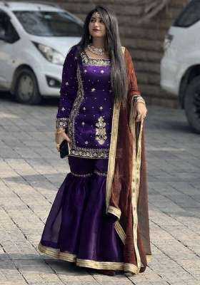 Purple Embroidery Jimmy Choo Palazzo Set