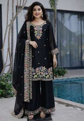 Black Embroidery Jimmy Choo Palazzo Set