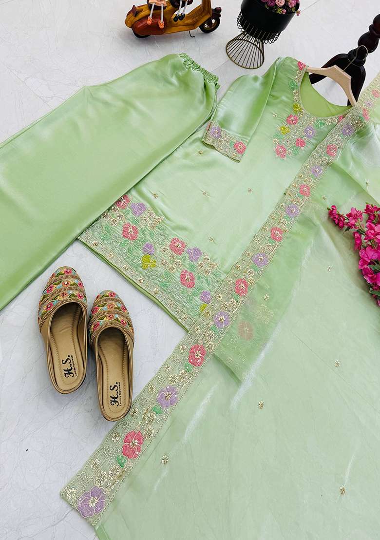 Pista Embroidery Jimmy Choo Palazzo Set - Indya