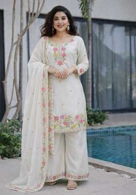 White Embroidery Jimmy Choo Palazzo Set