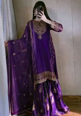 Purple Embroidery Jimmy Choo Palazzo Set