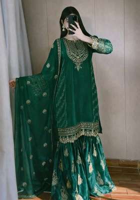 Green Embroidery Jimmy Choo Palazzo Set