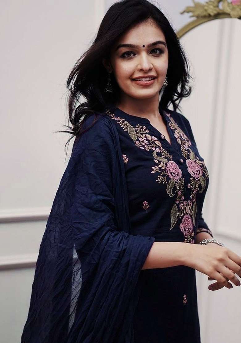 Blue Embroidery Rayon Kurta Set - Indya