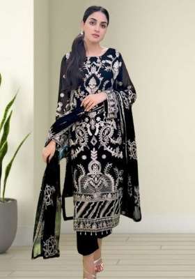 Black Embroidery Georgette Kurta Set