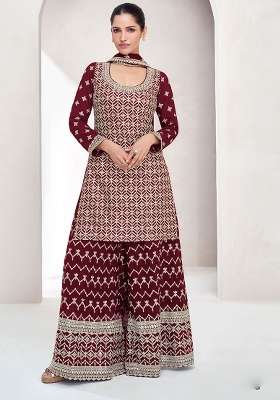 Rose Gold Embroidery Silk Kurta Set