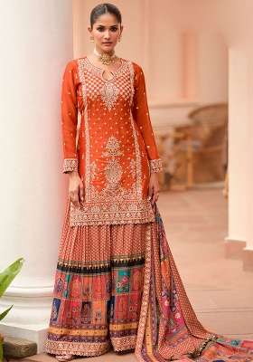 Mustard Embroidery Silk Kurta Set
