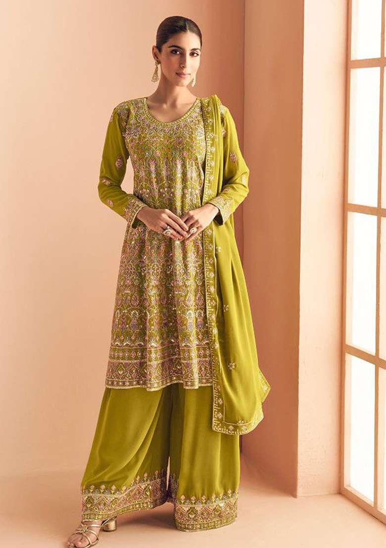 Black Embroidery Georgette Anarkali Set - Indya