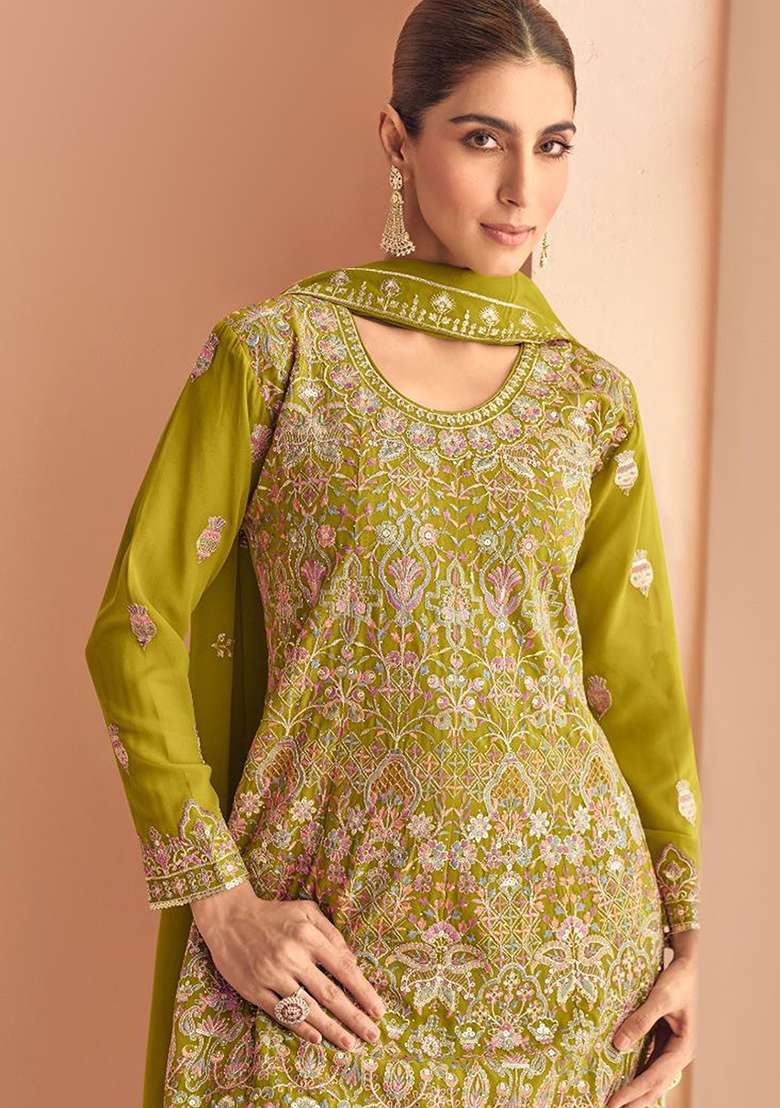 Black Embroidery Georgette Anarkali Set - Indya