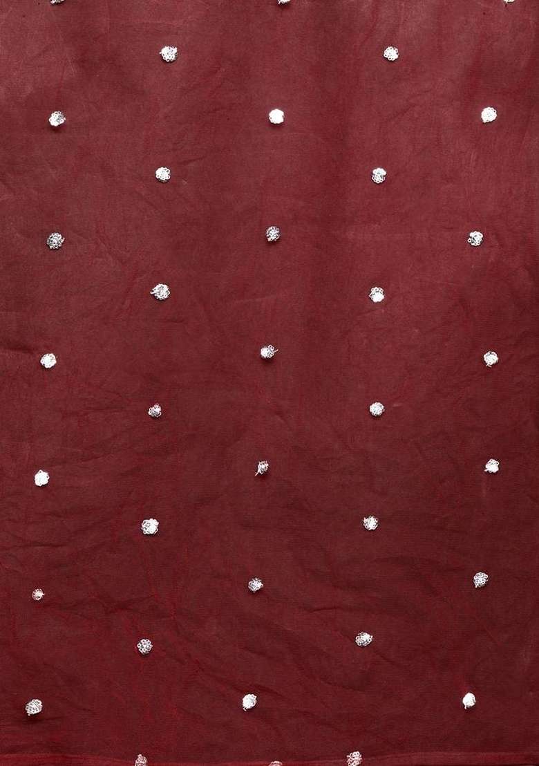Maroon Embroidery Silk Kurta Set - Indya
