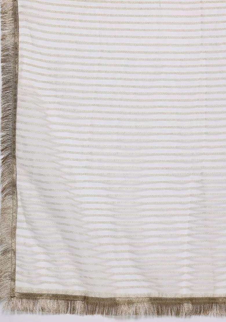 Off White Embroidery Silk Kurta Set - Indya