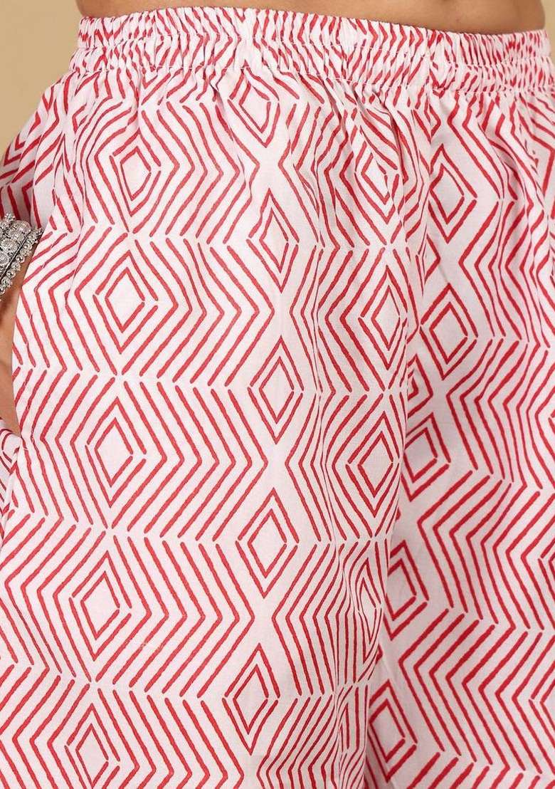 Yellow Printed Cotton Kurta Set - Indya