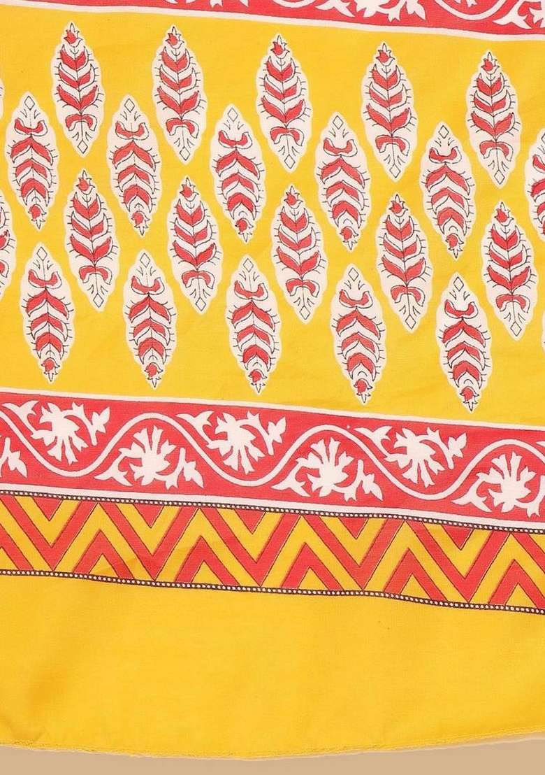 Yellow Printed Cotton Kurta Set - Indya