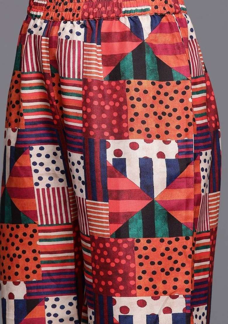 Multicolor Printed Cotton Kurta Set - Indya