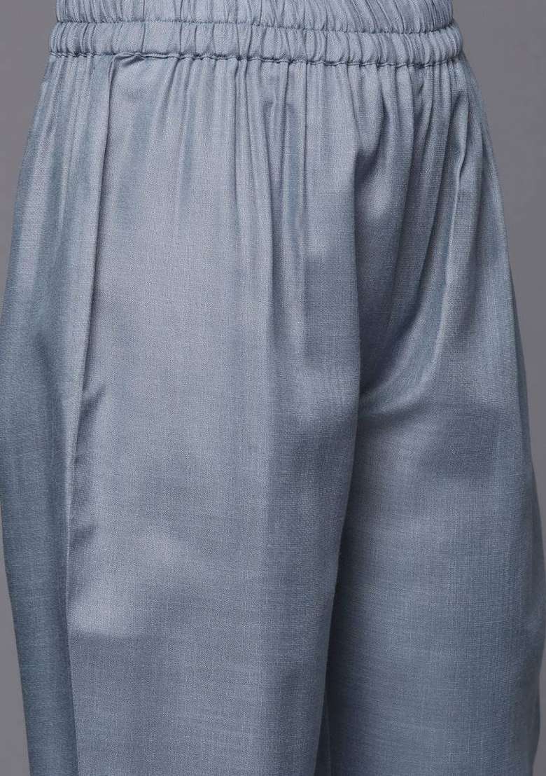 Grey Printed Cotton Kurta Set - Indya