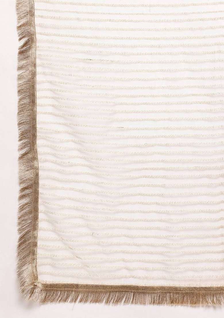 Off White Embroidery Silk Kurta Set - Indya