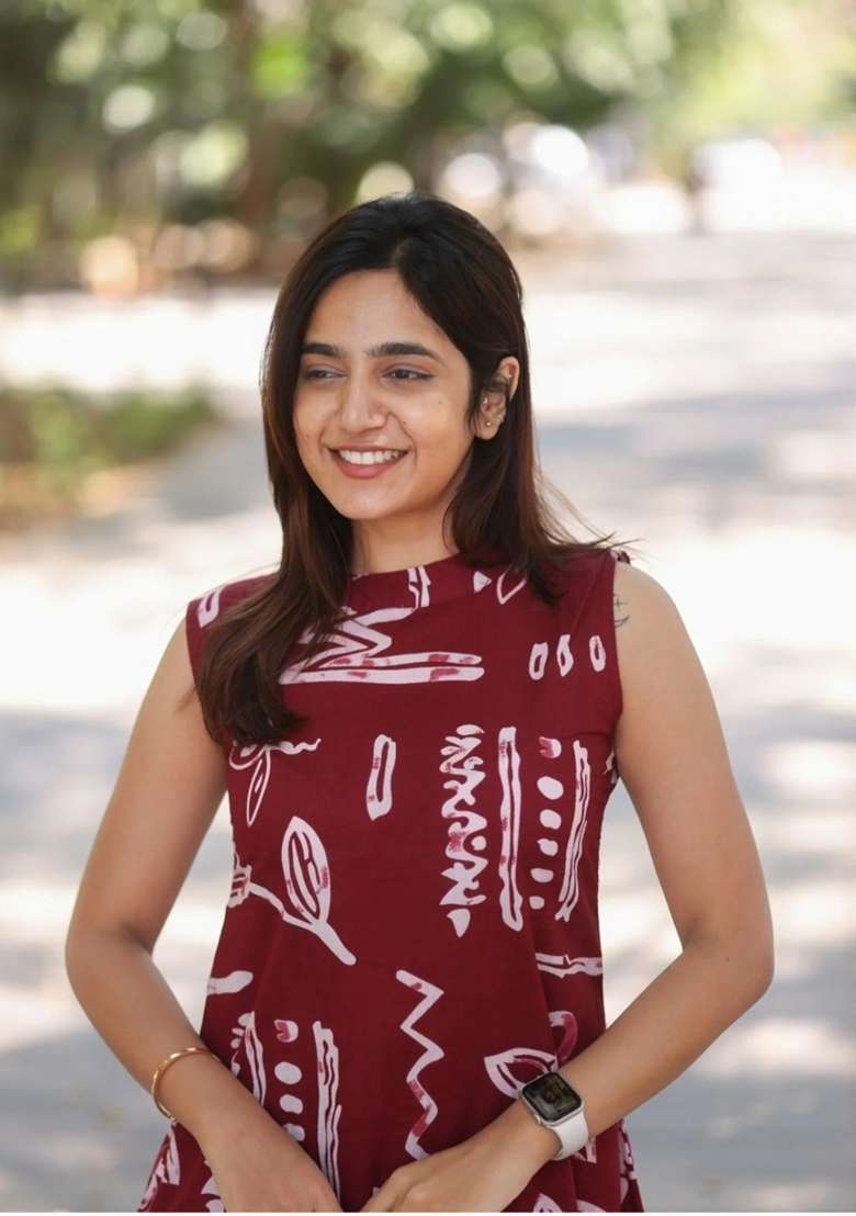 Maroon Printed Cotton Kurta Set - Indya