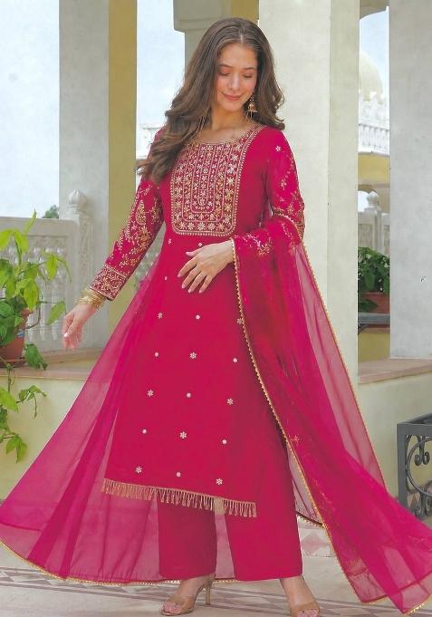 Pink Embroidery Roman Kurta Set