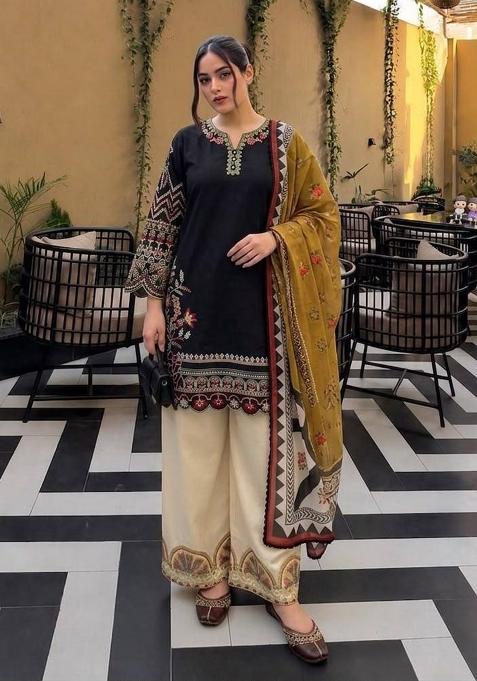 Multicolor Embroidery Silk Palazzo Set