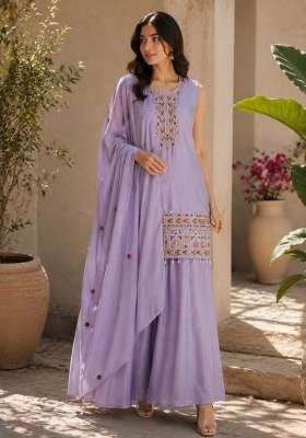 Purple Embroidery Chinon Salwar Suit Set