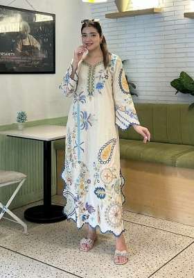 White Embroidery Silk Salwar Suit Set