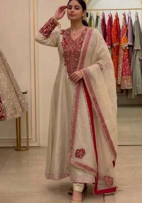 White Embroidery Organza Salwar Suit Set