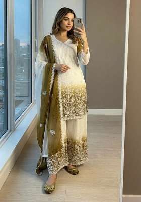 Yellow Embroidery Georgette Salwar Suit Set