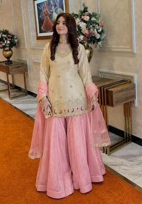 Pink Embroidery Silk Salwar Suit Set
