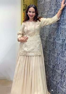 White Embroidery Silk Salwar Suit Set