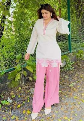 Pink Embroidery Silk Salwar Suit Set