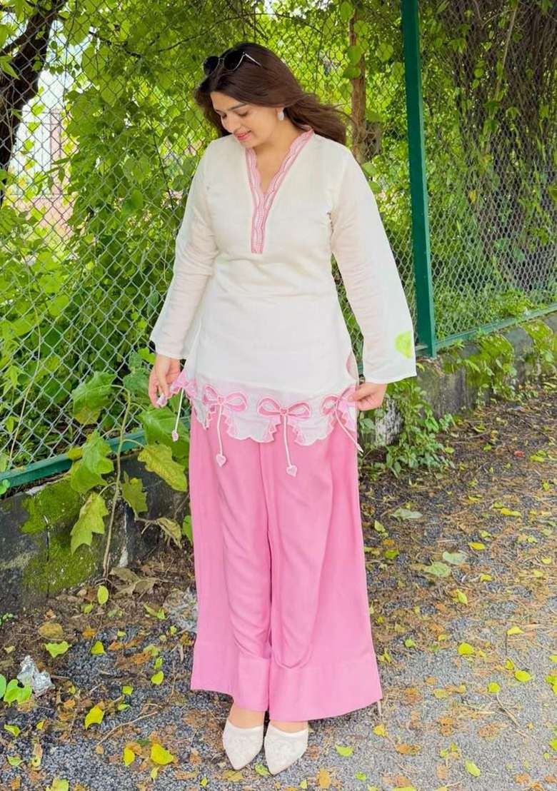 Pink Embroidery Silk Salwar Suit Set - Indya