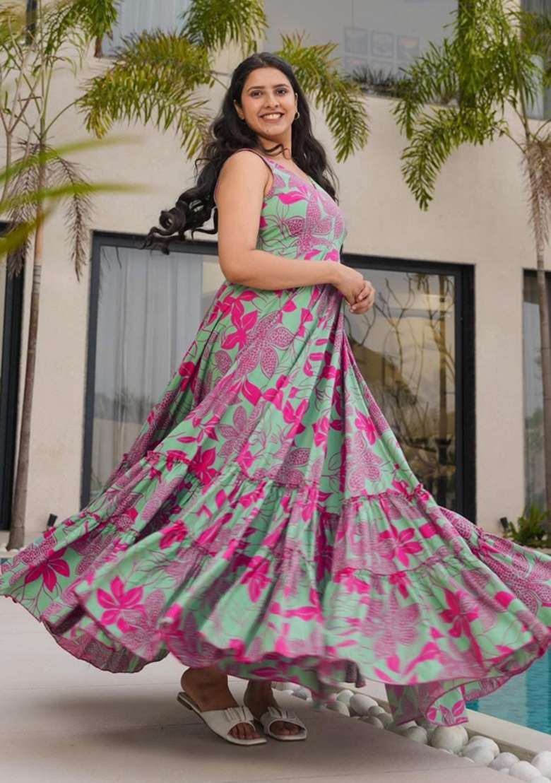 Multicolor Printed Rayon Anarkali - Indya