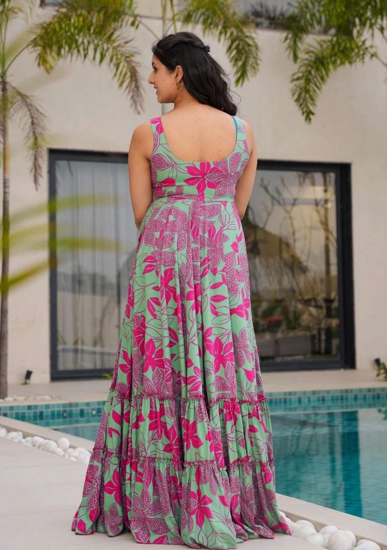 Multicolor Printed Rayon Anarkali - Indya